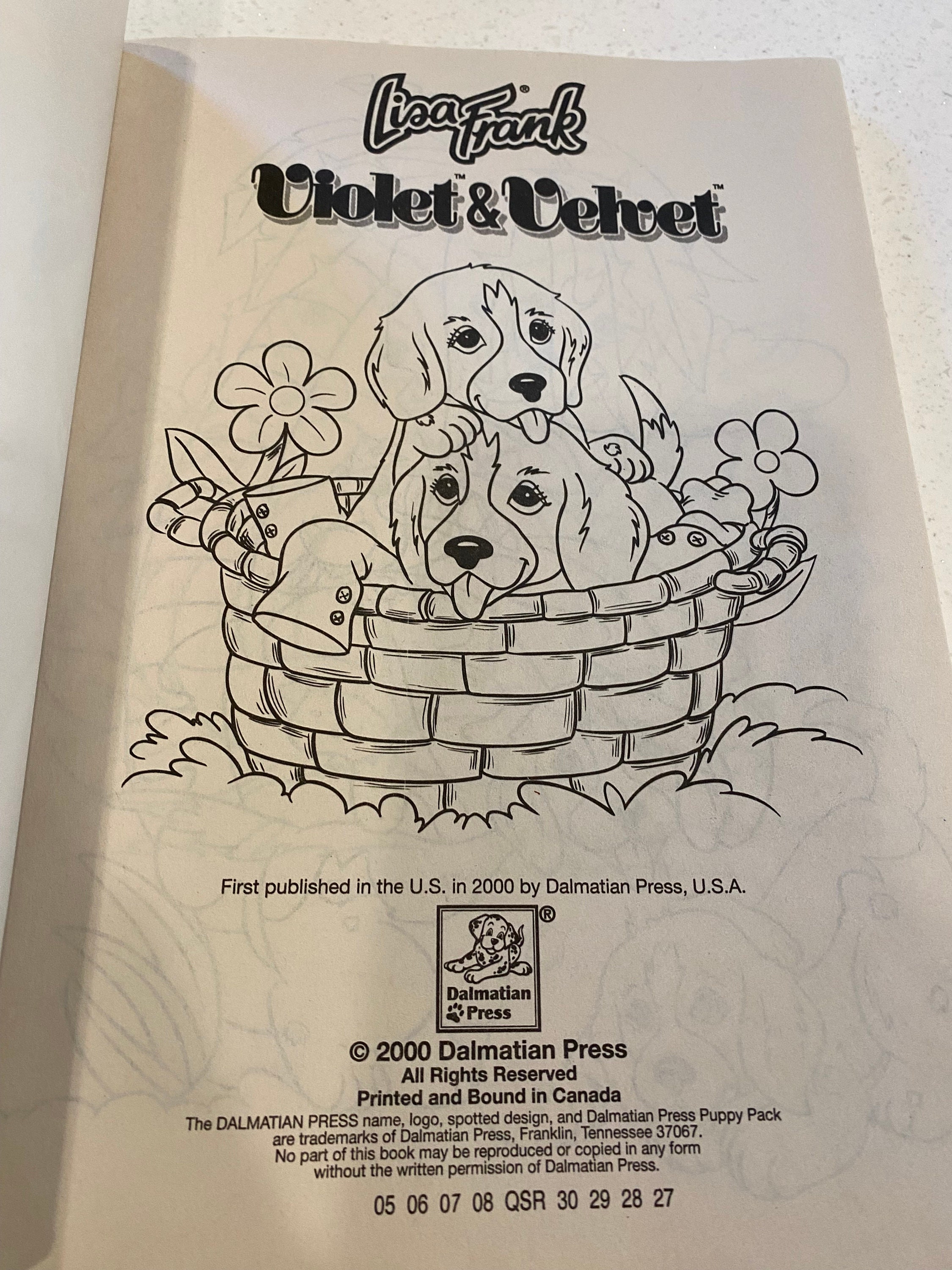 Vintage Lisa Frank Violet And Velvet Dog Coloring Book BARELY USED