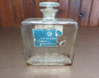 Très ancien et Rare Flacon Verre d'ORSAY Paris Eau de Cologne à 90 des Années 30
