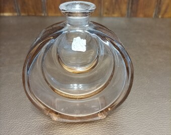 Flacon bouteille parfum cristal verre Bohème Tchécoslovaquie rose art déco (1930 ?)