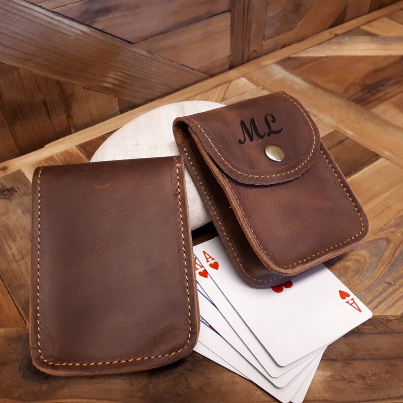 Leather deck box Poker Player Gifts Personalized leather playing card case Playing Card Case Gift for poker players Leather Card Sleeve