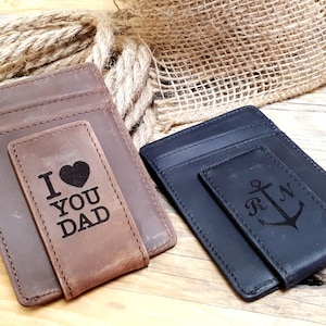 Personalized Leather Magnetic Money Clip, Dad gift, Graduation gift, fathers day gift, Boyfriend gift, Engraved wallet, Fathers day gift