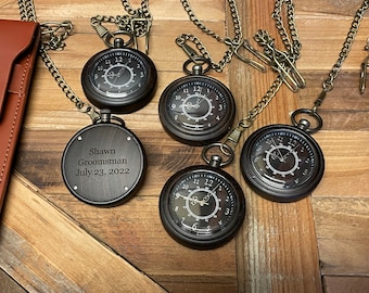 Personalized Wooden Pocket Watch, Engraved Groomsmen Gift