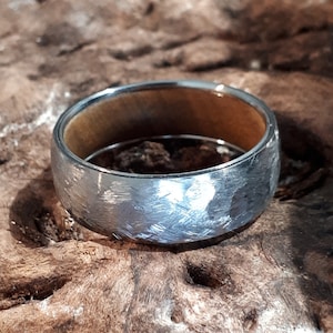 Tungsten Ring, Boyfriend gift, gift for men, mens gift, Wooden ring, Matte Tungsten band, Silver Band For, Rustic Ring, Wood Tungsten Ring