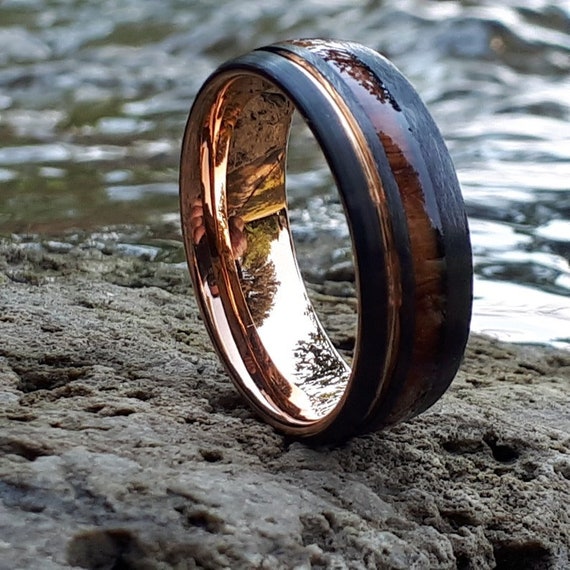 Koa Wood Wedding Ring 8mm Mens Tungsten Ring Wedding Band 