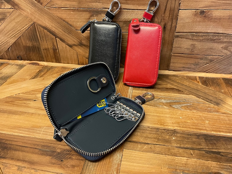 Personalized Leather Key Case Wallet, Key Organizer, Zippered - Etsy