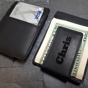 Clip magnético para billetes de cuero genuino, clip magnético rústico, billetera delgada, billetera delgada para hombres, tarjetero, regalo para papá, billetera minimalista