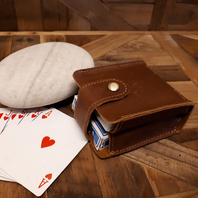 Personalized Leather Playing Card Holder Leather Card Sleeve Etsy