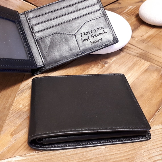 Mens Bifold Wallet, Wallets for Men, Bifold Wallet, Cowhide Leather Wallet, RFID Personalized Men's Wallet, Wallet with ID Window, Leather