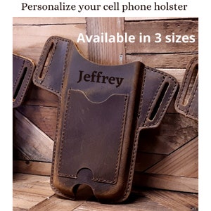 Custom Cell Phone Holster, Phone leather holster, Smartphone case, engraved cell phone pouch, Mobile Phone Holster, Personalized Phone Case