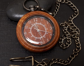 Engraved Wood Pocket Watch, Personalized Groomsmen Gift