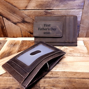 Magnetische Geldklammer mit ID-Fenster, Personalisierte Magnetclip-Brieftasche, Schlanke RFID-Brieftasche, Geschenk zum Vatertag, Geburtstagsgeschenk für Freund