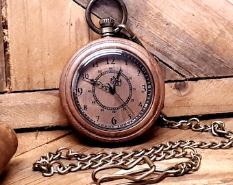 Personalized Wooden Pocket Watch, Engraved Gift for Men