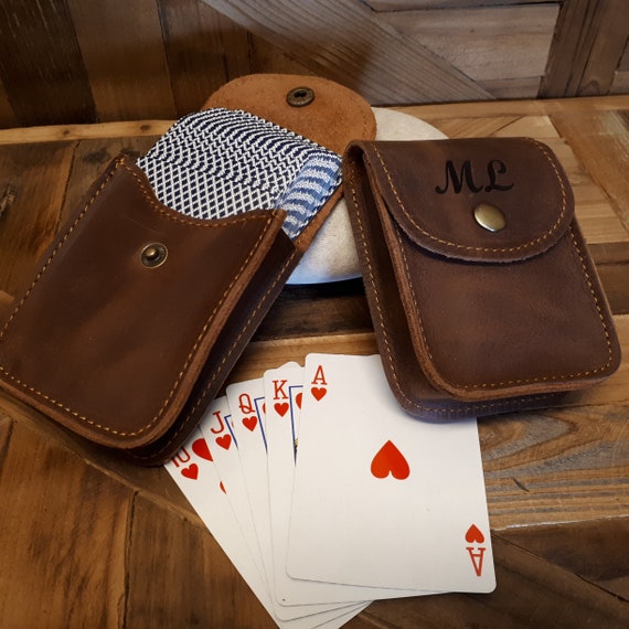 Étui pour cartes à jouer en cuir, pochette pour cartes en cuir, étui de  voyage pour