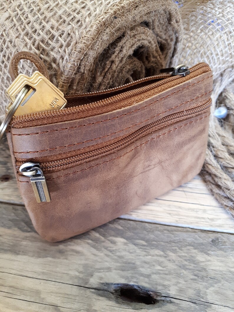 Leather Coin Purse Key Card Coin Purse Personalized Mens Etsy