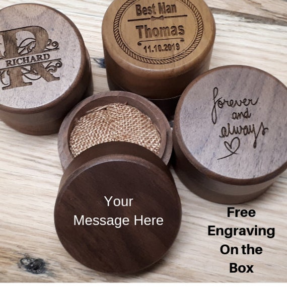 Ring Bearer Proposal Ring Box Personalized Engraved Walnut Wooden Ring Box Anniversary Band Box Wedding Ring Holder