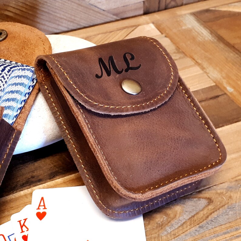 Personalized Leather Playing Card Case Leather Card Sleeve Etsy Canada