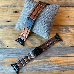 Apple Watch Band, Compatible with Apple Watch Band 45mm 44mm 42mm, Wood Band for iWatch, iwatch Band, Natural wood & Metal Strap for iWatch