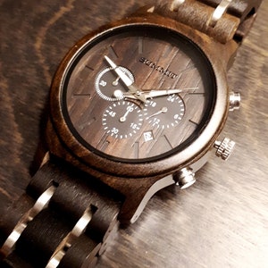 Engraved Wood Watch, Luxury Wooden Watch, Graduation gift, Engraved gift, Husband gift, Boyfriend Gift, Steel and wood watch, Unique gift