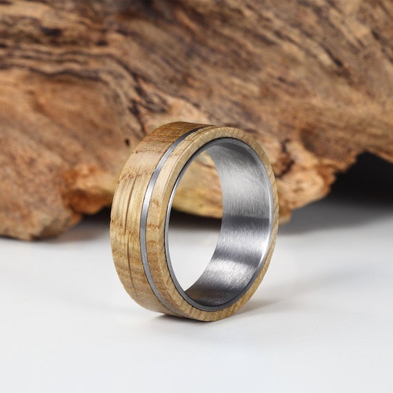 Onwijs Whisky Barrel ring mens trouwring hout wolfraam ringen eiken | Etsy YJ-98