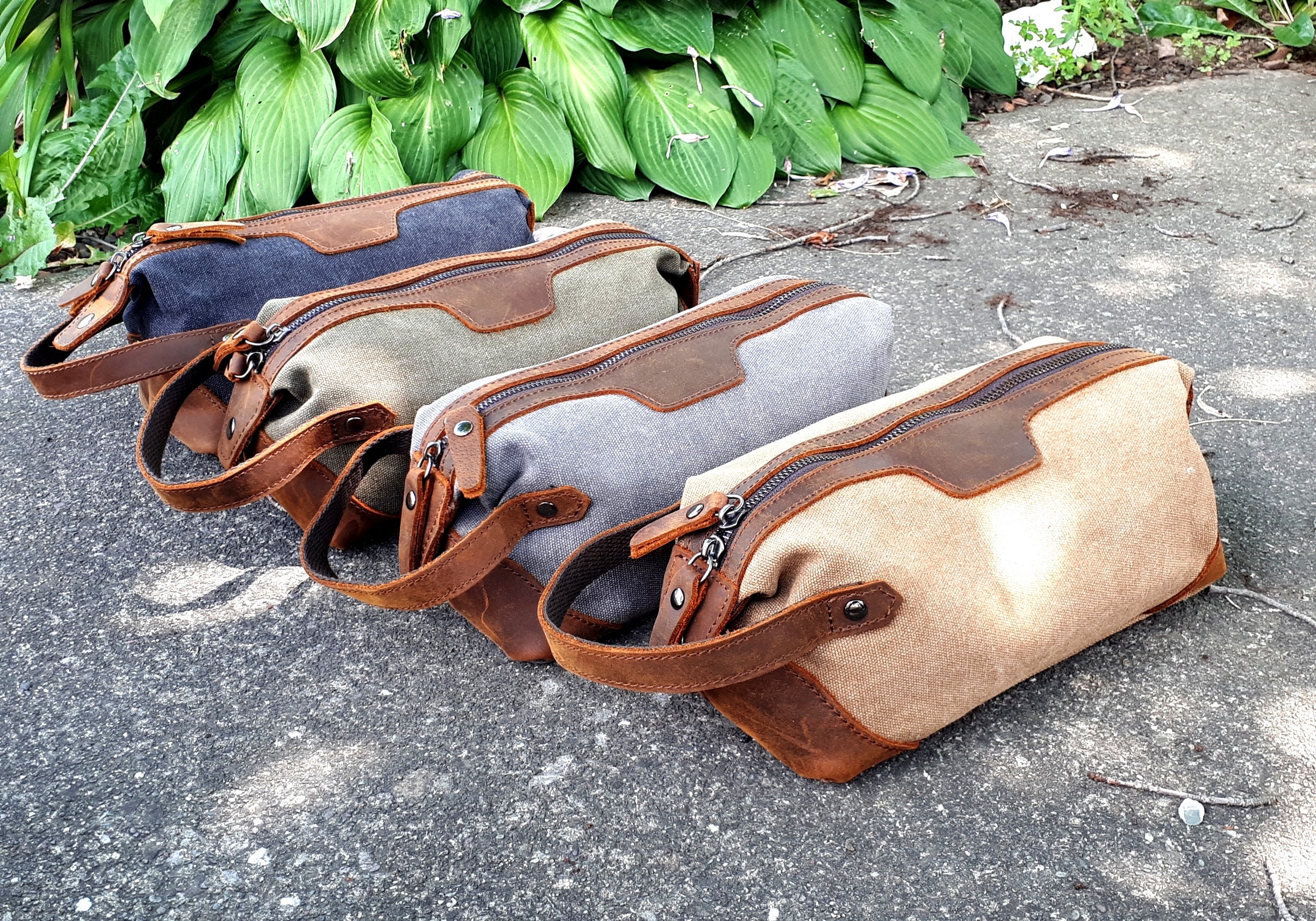 Personalized Mens Toiletry Bag Leather and Canvas Toiletry Etsy Canada