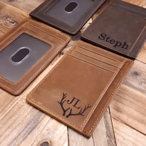 Herren Personalisiertes Leder KreditkartenPortemonnaie, minimalistisches Portemonnaie, Verrücktes Pferd, Kartenhalter, Personalisiertes Portemonnaie, Geschenk für Papa