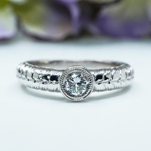 Art Deco 14K White Gold Diamond Solitaire Ring - Estate Vintage Size 5