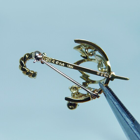 Kurt Wayne Diamond Umbrella Pin Brooch 18K Gold V… - image 5