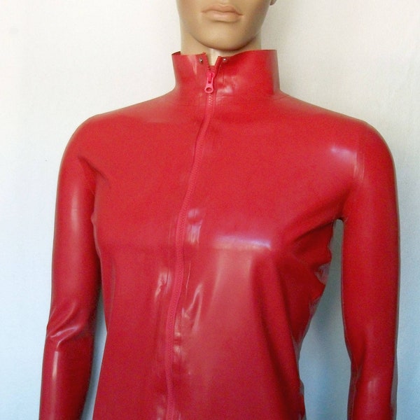 Chemise homme en latex chloré avec zip et manches longues