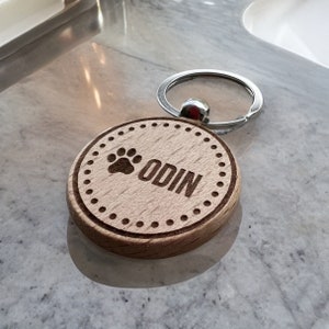 Pet Dog Memorial Gift Keychain, Custom Laser Engraved Keyring