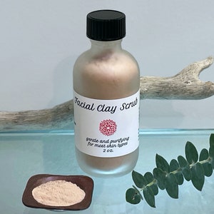 Facial Clay Scrub with French rose clay, jojoba, lavender, chamomile and calendula flowers. Gentle, suitable for all skin types. image 1