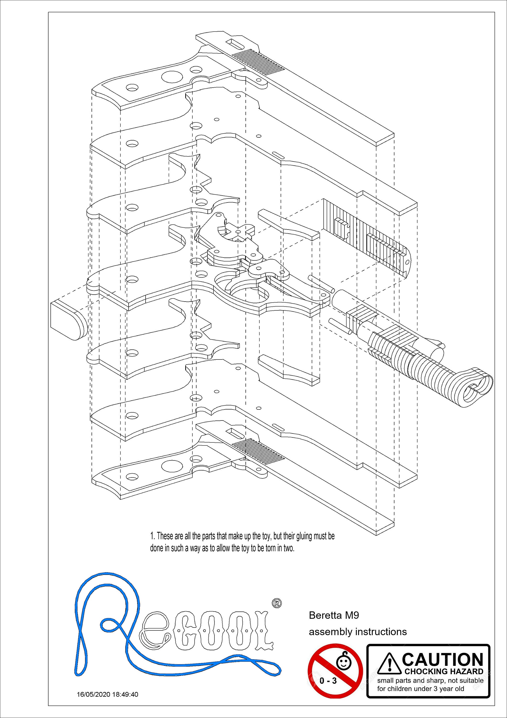 Beretta M9, Rubber Band Gun. Vector Dxf, Plt, Pwj5 Files for Laser Cutcnc Etsy