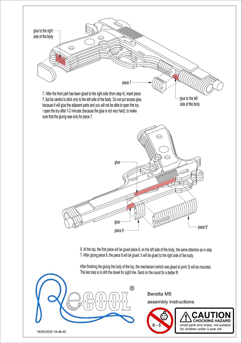 Beretta M9, Rubber Band Gun. Vector Dxf, Plt, Pwj5 Files for Laser Cutcnc Etsy