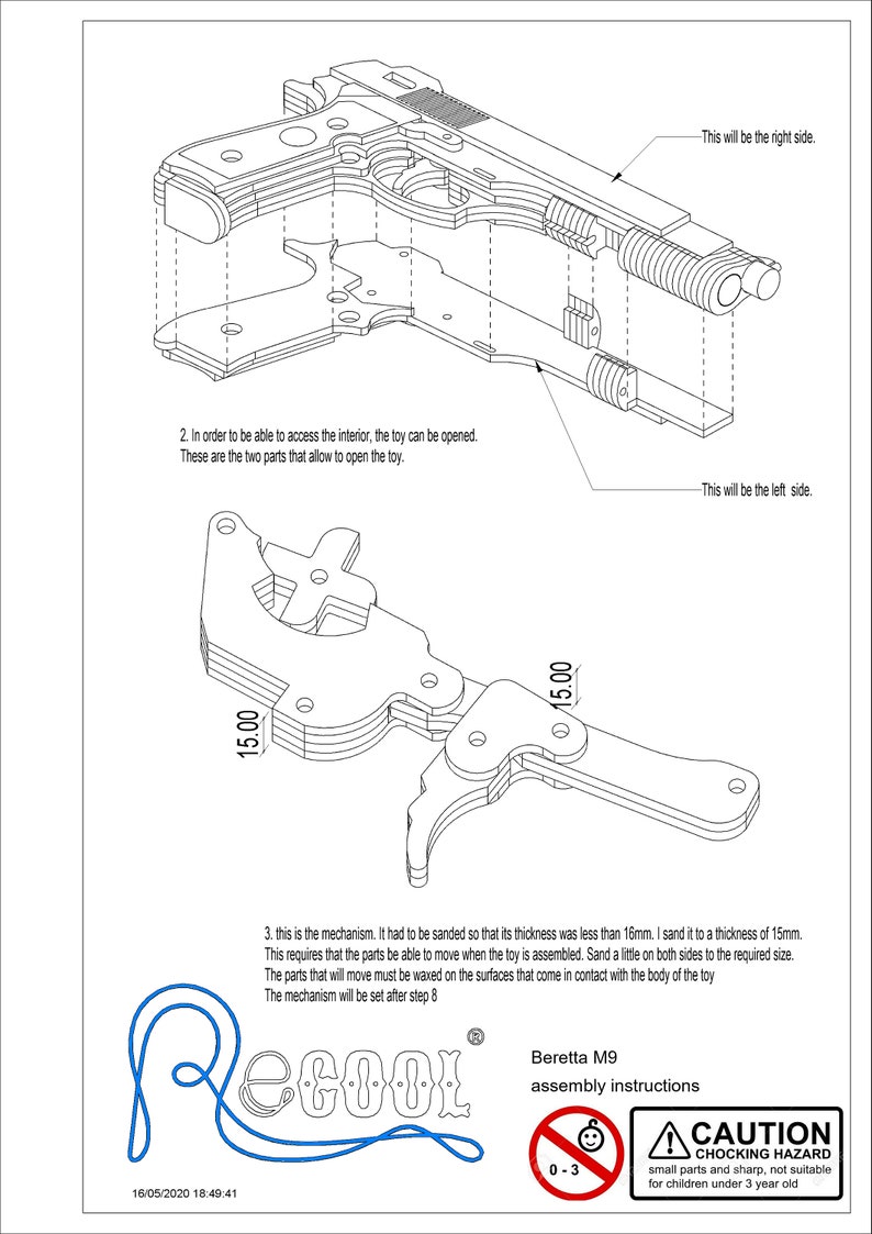 Beretta M9, Rubber Band Gun. Vector Dxf, Plt, Pwj5 Files for Laser Cutcnc Etsy