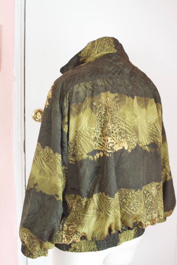 Green Leopard Bomber Jacket - image 4
