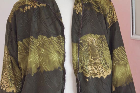 Green Leopard Bomber Jacket - image 2