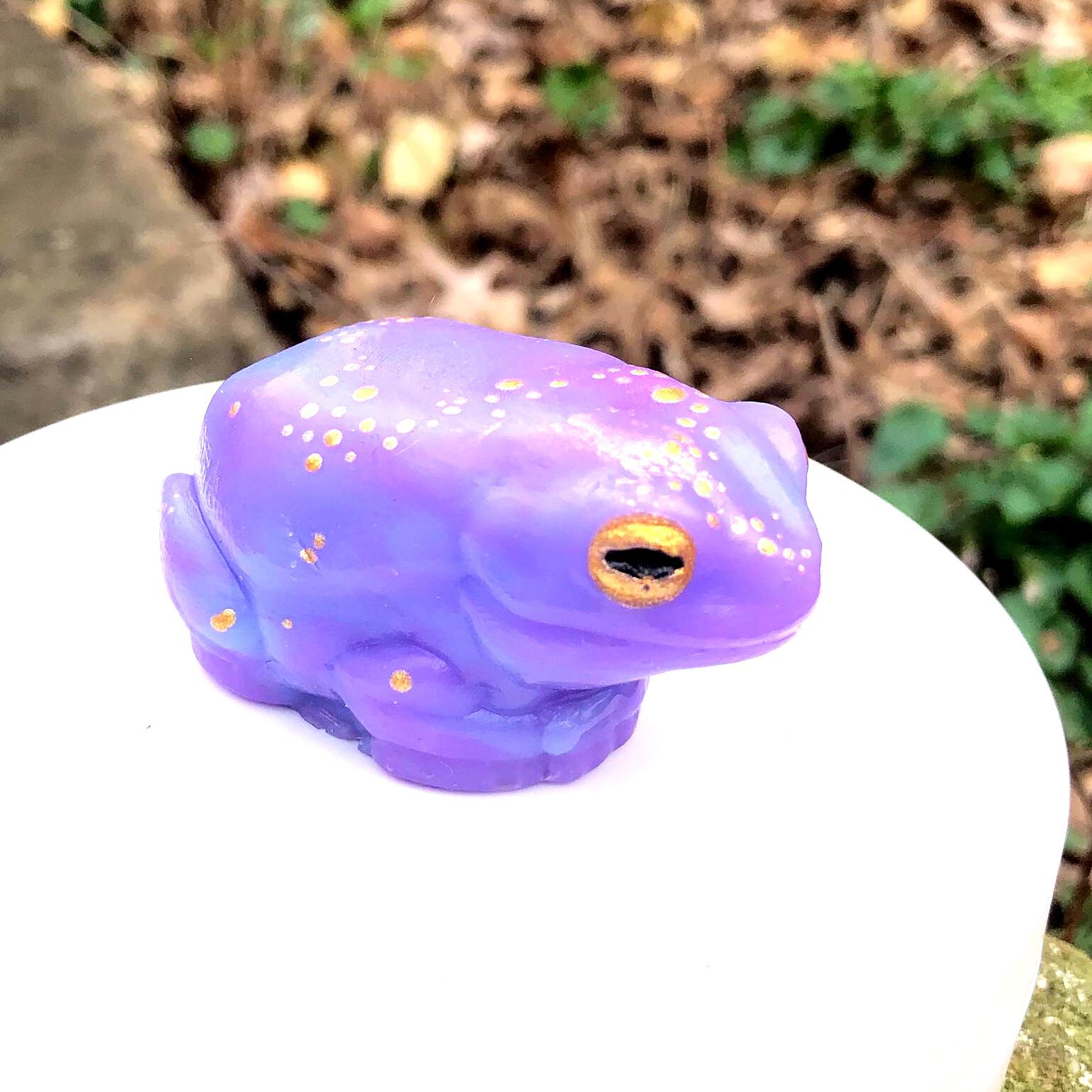 GALAXY Purple and Gold SQUISHY Silicone Green Tree Frog Stress