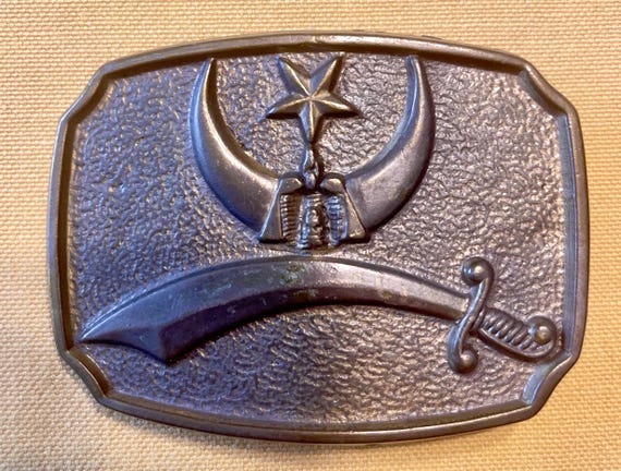 Vintage Masonic Shriners Brass Belt Buckle