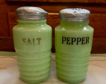 Vintage Beehive Jadeite Salt and Pepper