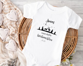 Mein Erstes Weihnachten Babybody personalisiert mit Namen | My First Christmas Babybody kurzarm | Baby Weihnachtsgeschenk| Baby