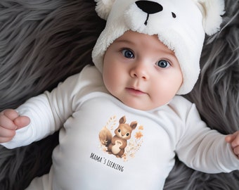 Mamas Liebling | Langarm Babybody | Bodysuit | Body | Baby | Geburt | Babystrampler | Strampler | Babygeschenke | Eichhörnchen