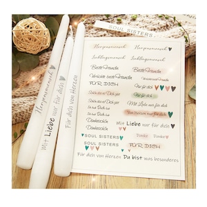 Candle tattoo, candle foil FAVORITE PERSON / Best Friend - on transfer foil, DIN A4 / DIN A5 - candle tattoo foil