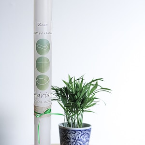Baptism candle | Communion candle | for girls and boys | labeled with name and date | Baptism candle green | various sizes available