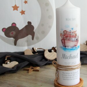 Christening candle boat &quot;Michael&quot; - for boys and girls, personalized with name, date and baptismal saying