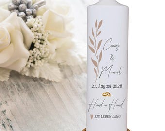 Wedding candle - Minimalist beige, 25 x 7 cm / Personalized with names, wedding date & wedding vows / Wedding candle / Wedding gift