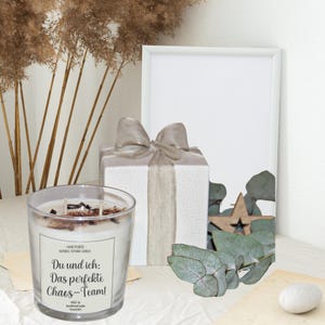 Candle in a glass – customizable, soy wax candle with &quot;desired text&quot; – neutral fragrance, vegan, gift with text, Christmas gift – soy candle