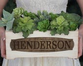 Personalized Vintage Style Wood Planter Box - Family Name