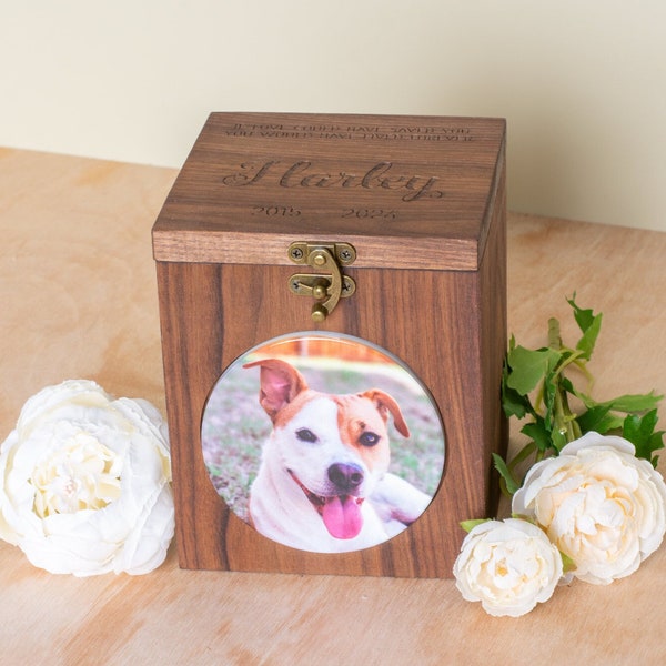 Personalized Urn with Name - Memory Box with Photo Print, Name and Date with Custom Text