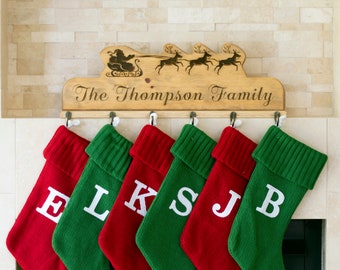 Christmas Stocking Holder - Personalized Solid Wood for Mantle or Wall-Mount