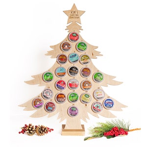 K- Cup Advent Calendar - Coffee Pods Added - Personalized Include Coffee Pod Holder Christmas Tree