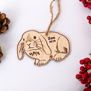 Personalized Wood Bunny Christmas Ornament Wood Engraved